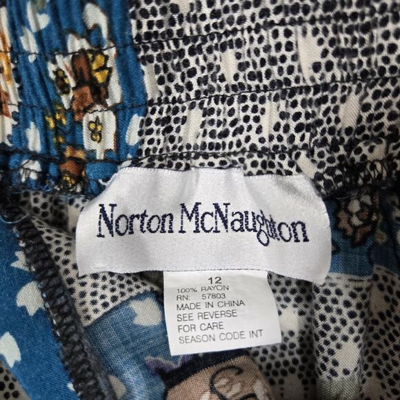 Norton MCNaughton Pleated Midi Maxi Skirt 12 Multicolor Mixed Print Pull On Boho - Picture 7 of 11